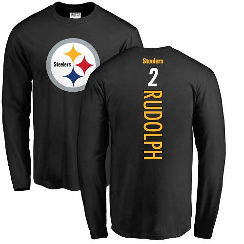 Men Pittsburgh Steelers Football #2 Black Mason Rudolph Backer Long Sleeve Nike NFL T Shirt